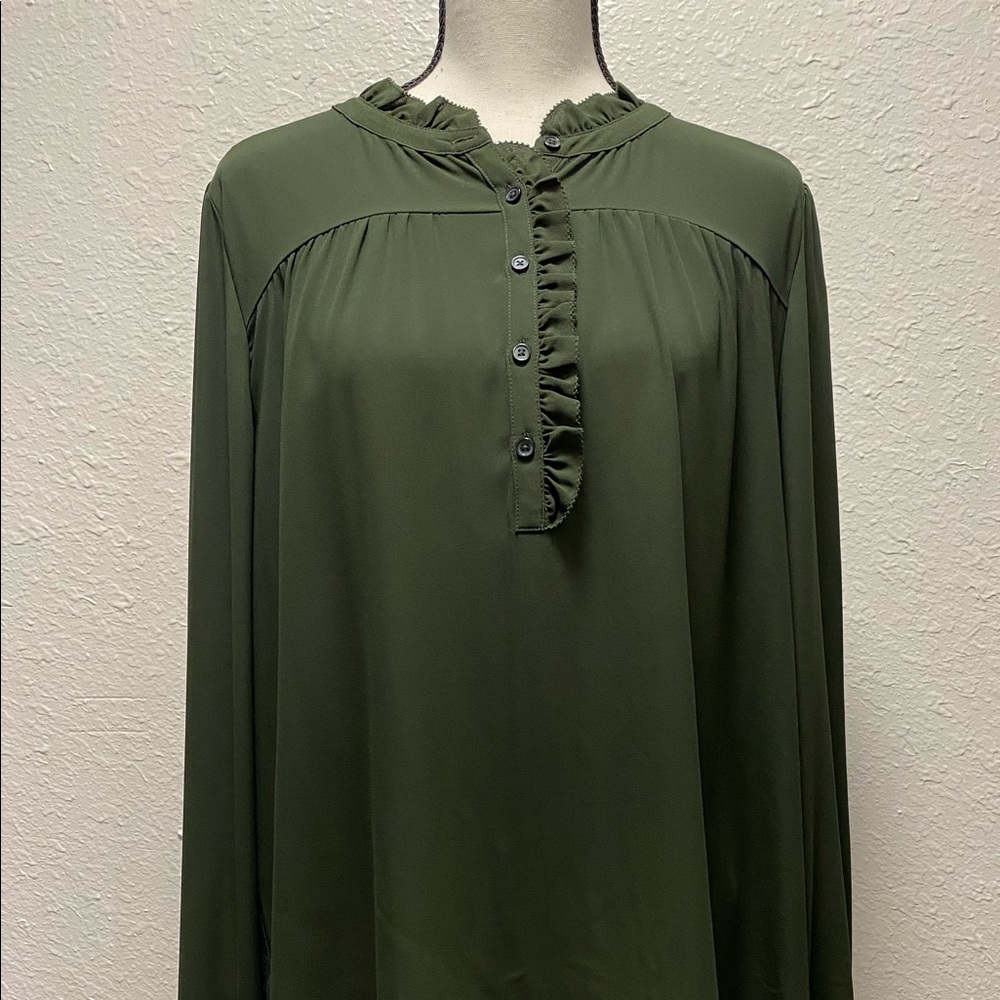 Loft dark forest green large blouse.